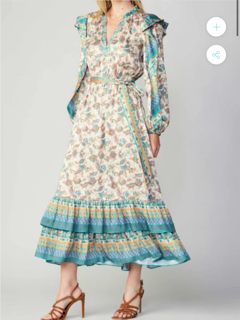 Current Air Long Sleeve Belted Maxi Dress